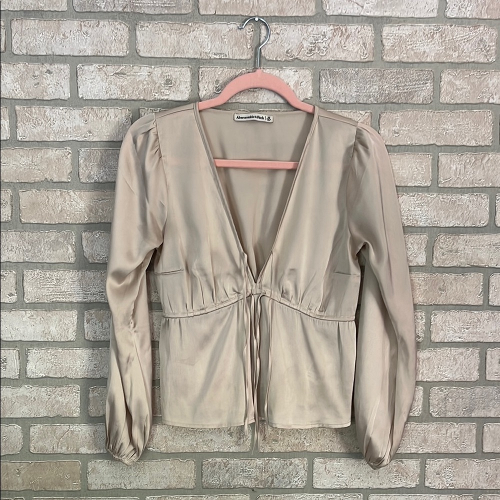 Abercrombie Shiny Tan Blouse- Size XS